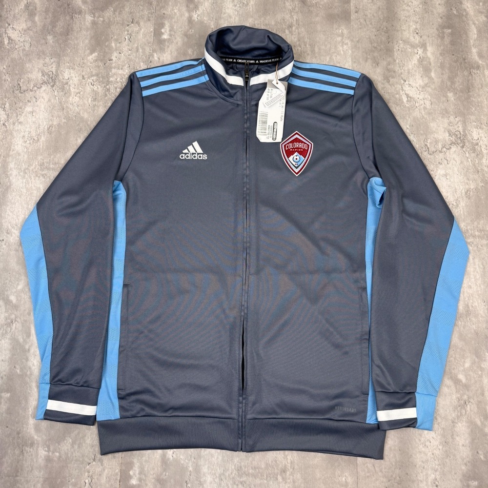 adidas Colorado Rapids MLS Soccer Track Jacket Mens L Gray Team Issued NWT
